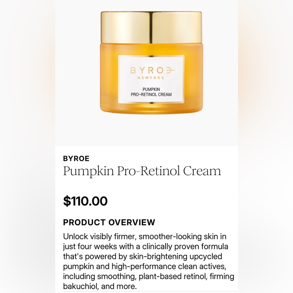 BYROE Pumpkin Pro-Retinol Cream - Radiant Gold